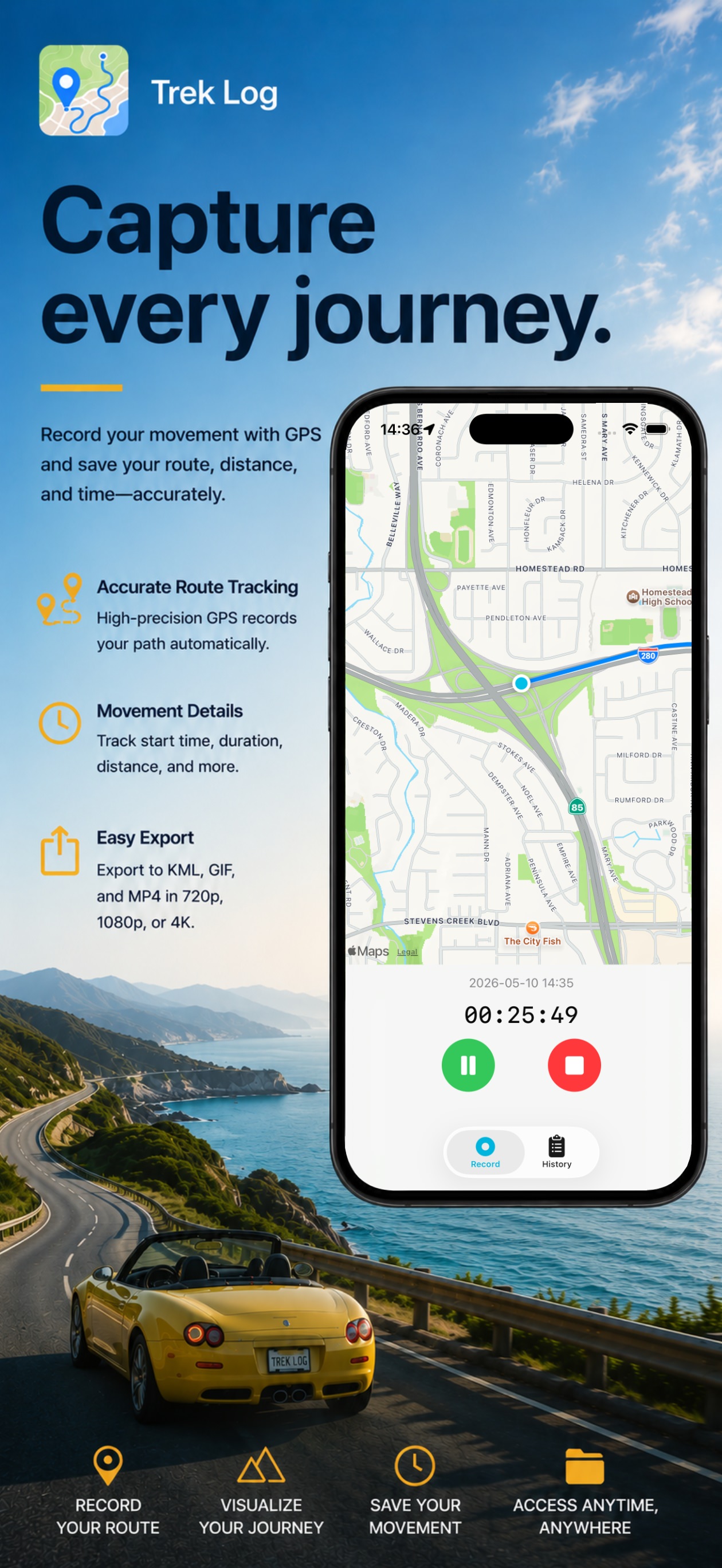 Trek Log screenshot — route recording